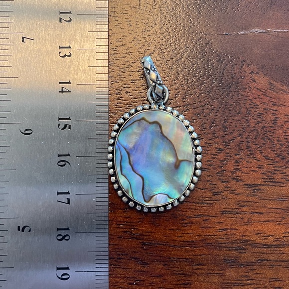 Unrefined abalone pendant sterling silver 925 marked - Picture 2 of 4